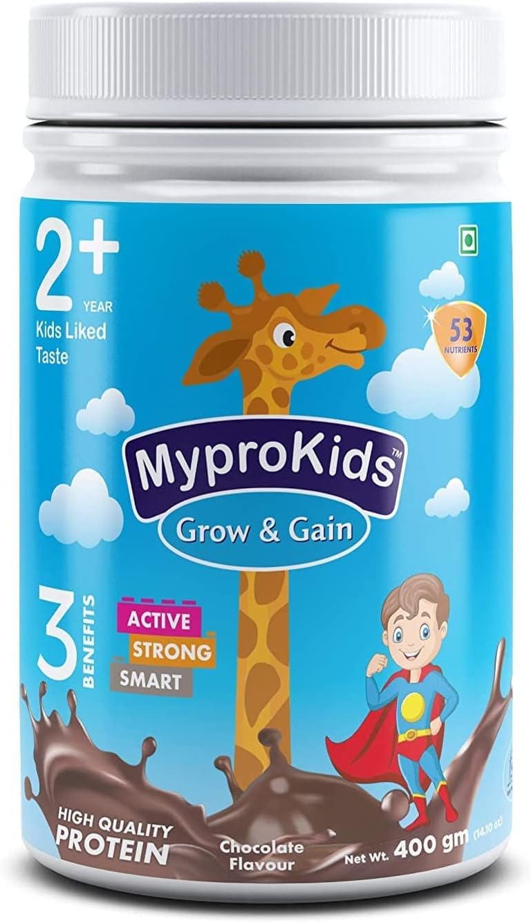 Sport Nutrition Protein Drink Powder Kids Grow and Gain (3 Benefits Active+ Strong+Smart for Kids) Drink Supplement Powder for Growing Children- 400 Gm