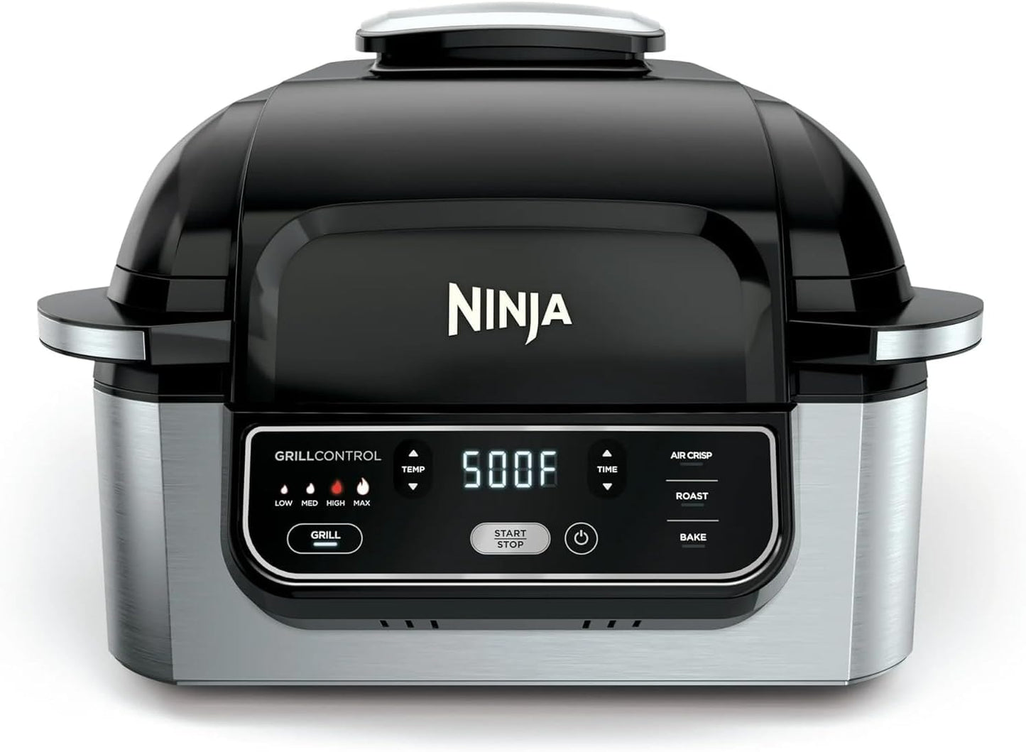 Ninja Foodi 4-in-1 Indoor Grill With 4-Qt Air Fryer, Bake, Roast, Cyclonic Grilling Tech, Black Stainless – Smoke-Free, Fast & Multi-Function Countertop Cooker