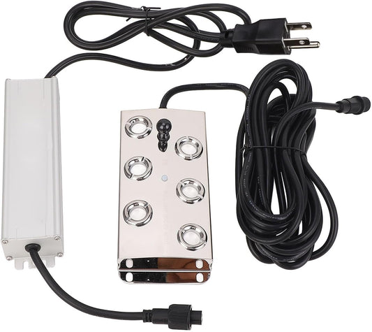 Ultrasonic Mist Maker, 6 Head Stainless Steel Fogger with IP67 Power Supply, Suitable for Landscape (US Plug 100\u2011240V)
