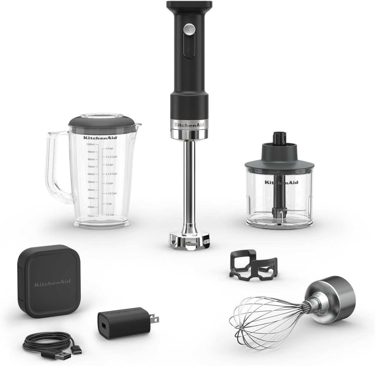 KitchenAid Go Cordless Hand Blender with Accessories - battery included, KHBRV75, Black Matte