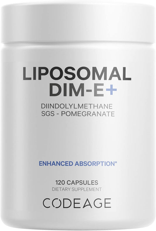 Codeage Liposomal DIM Supplement - 4 Months Supply of DIM Vitamins and SGS, Pomegranate, Broccoli, Vitamin E Isomers Tocopherols Alpha Beta Gamma Delta - Liposomal Formula - Gluten-Free - 120 Capsules