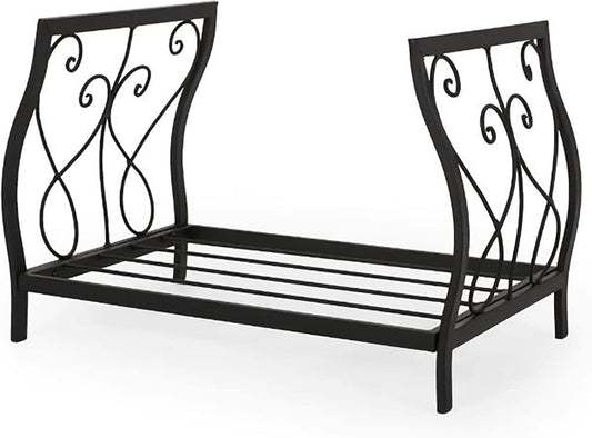 Outdoor Fireplace Firewood Rack Cast Iron Stacking Rack - Farmhouse Firewood Log Holder for Indoor Outdoor Lumber Store/Fireplace Pit, Easy to Assemble(