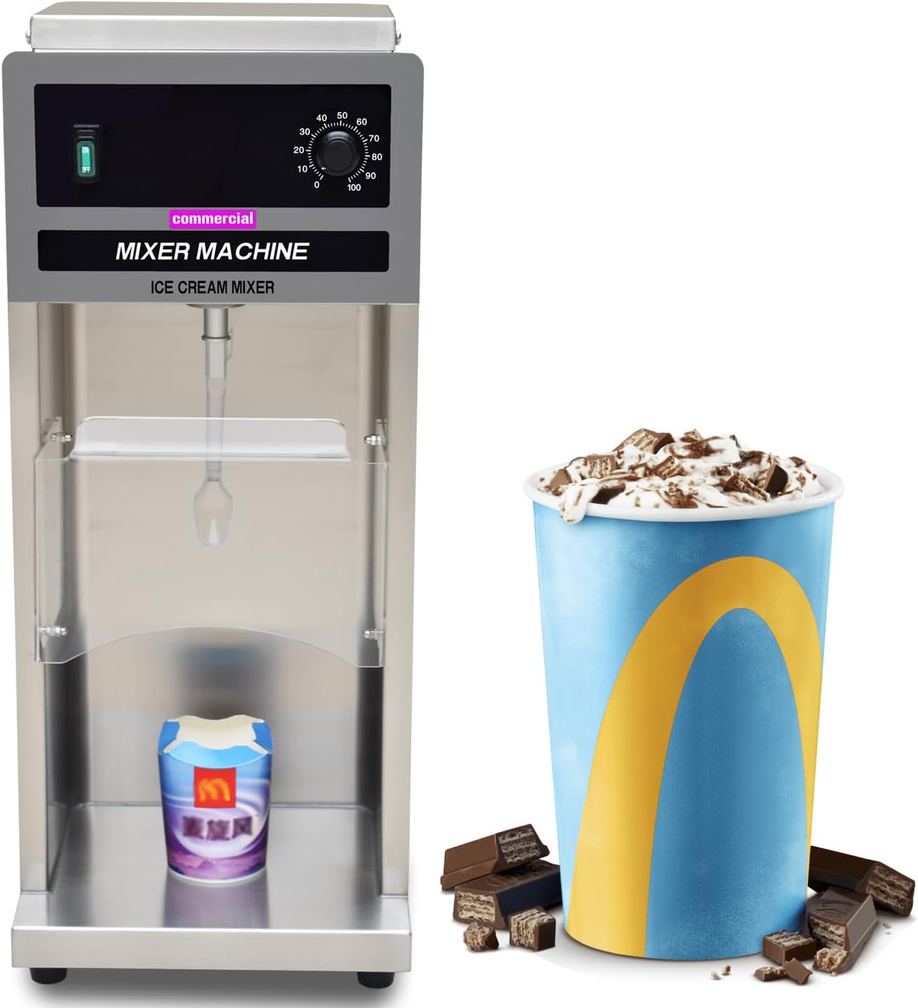 Ice Cream Mixer Cyclone Machine Ice Cream Blender Spoon Mixer Mix'n Countertop Frozen Dessert Mixer Soft Ice Cream Agitator