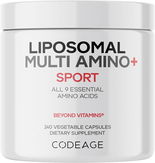 Codeage Multi Amino+ BCAA & EAA Supplement, All 9 Essential Amino Acids, Free-Form Branched-Chain Amino Acid Pills, Sport Supplement, Pre & Post Workout, Liposomal Delivery, Vegan, 240 Capsules