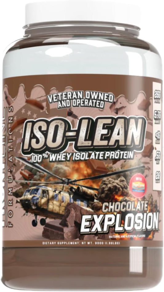 Isolean, 100% Whey Protein Isolate, Fast Absorption, Iso Lean, Low Sugar, Maximize Recovery, Great Taste, 25 Grams Per Serving, Veteren Owned and Operated (Chocolate Explosion)