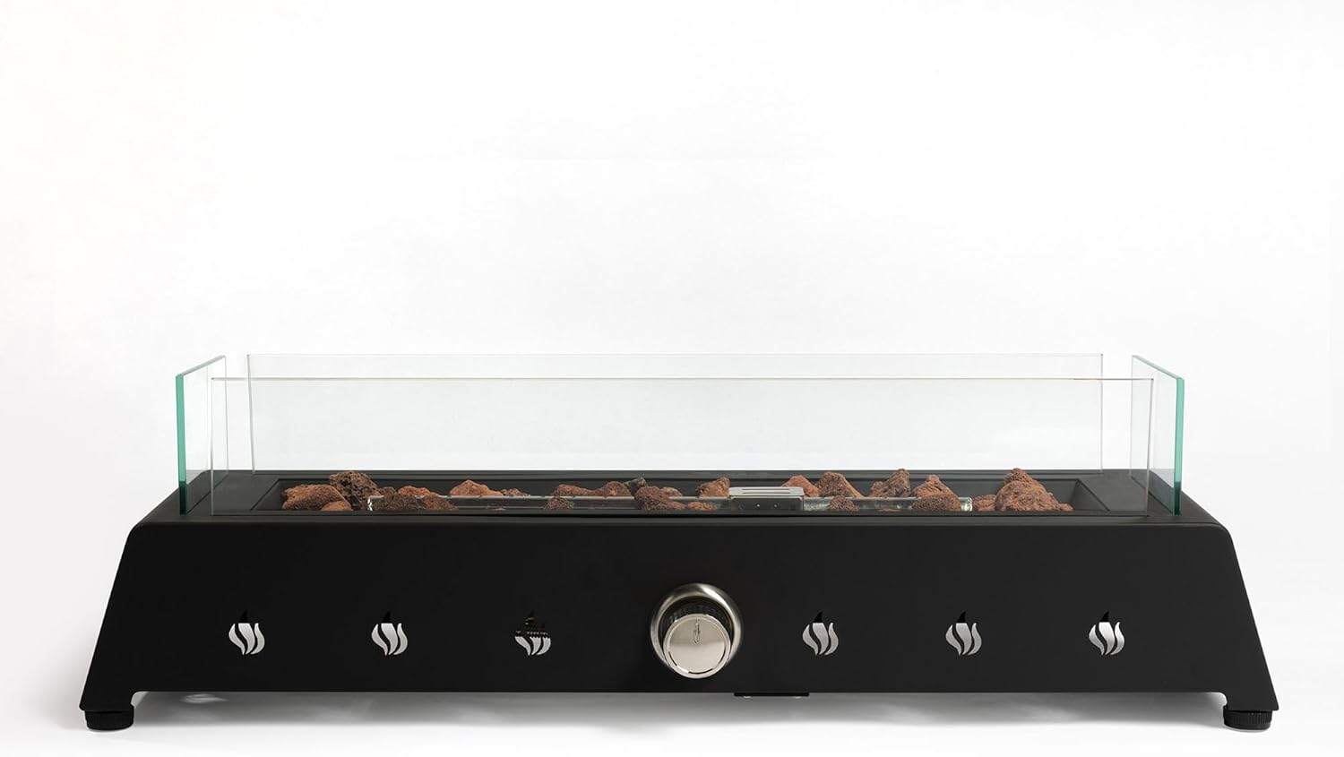 28" Propane Gas Fire Pits, 50000 BTU Rectangular Steel Fire Pit for Outdoor Living Room Garden Balcony -Black