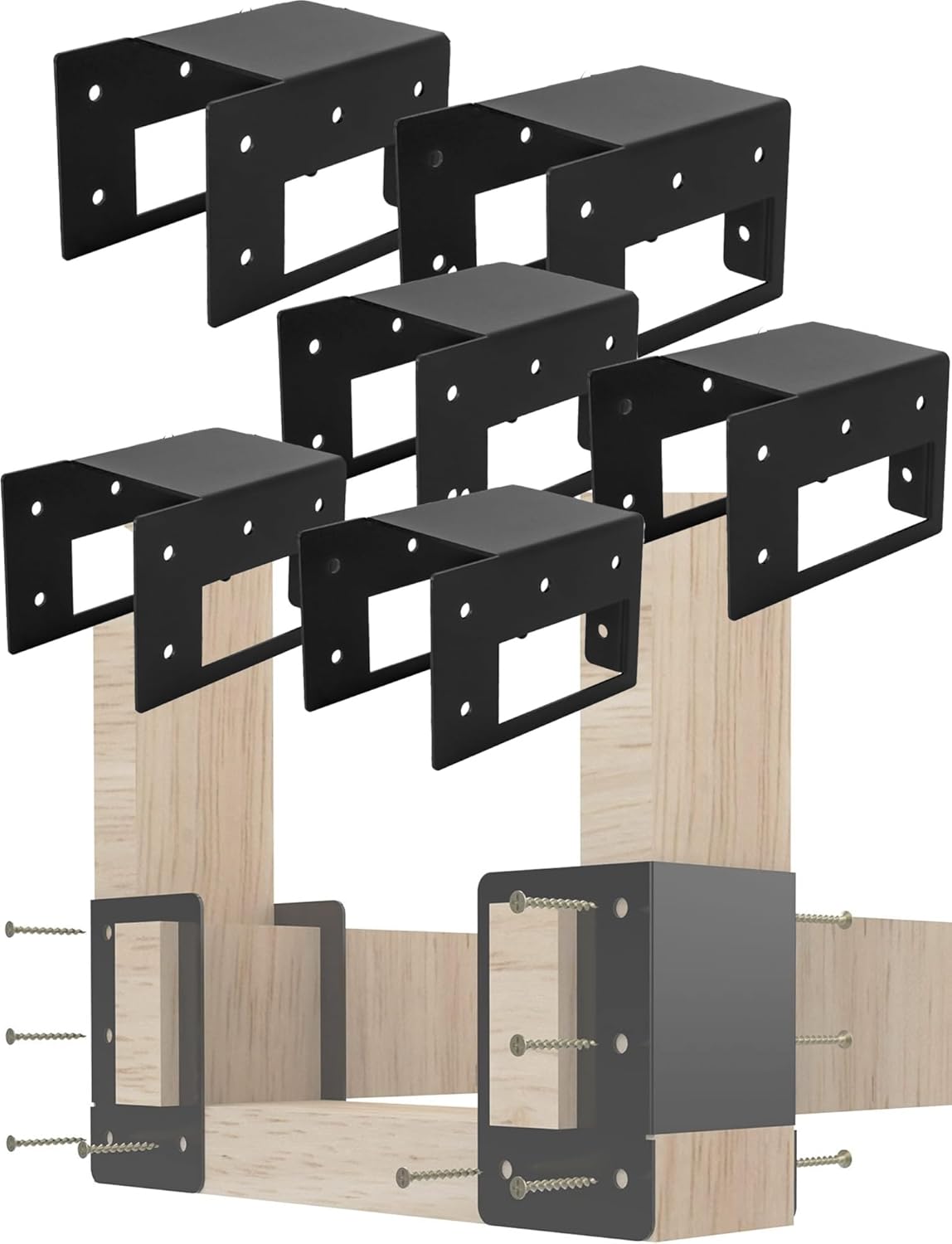 6pcs Firewood Rack, Heavy Duty Log Stacking Stand Holder with Adjustable Brackets for Indoor Outdoor Woodpile Organization