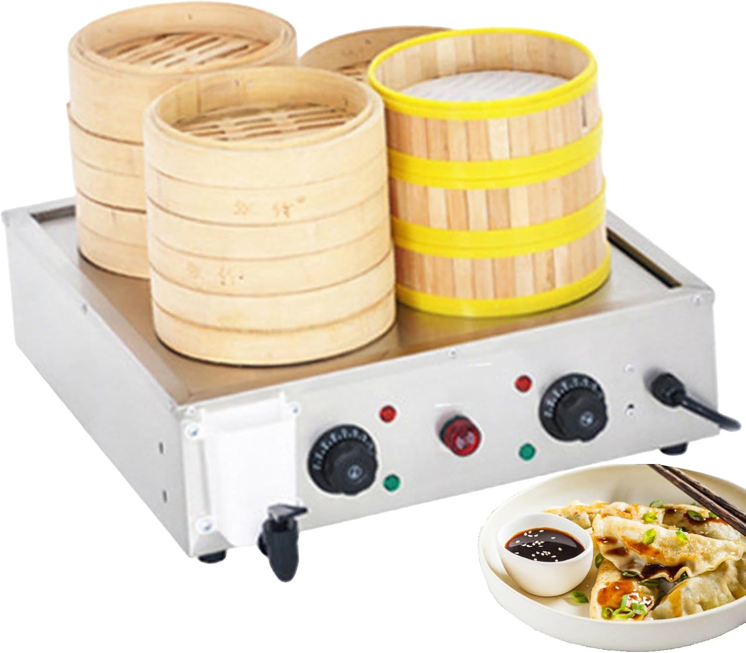 Electric Steamed Buns Machine for Commercial and Home Use/Food Warmer Steamed Bun Oven with Water Level Port & Steam Vent / 30-110℃ Temperature Control Buns Steaming Machine