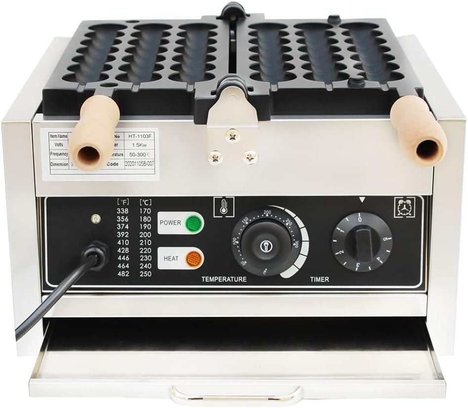 LYNICESHOP Egg Waffle Maker, 1500W 40-Pack Commercial Electric Donut Ball Waffle Maker Nonstick Baker Machine Bubble Waffle Ball Machine Temp 50~300℃ for Bakeries, Restaurants