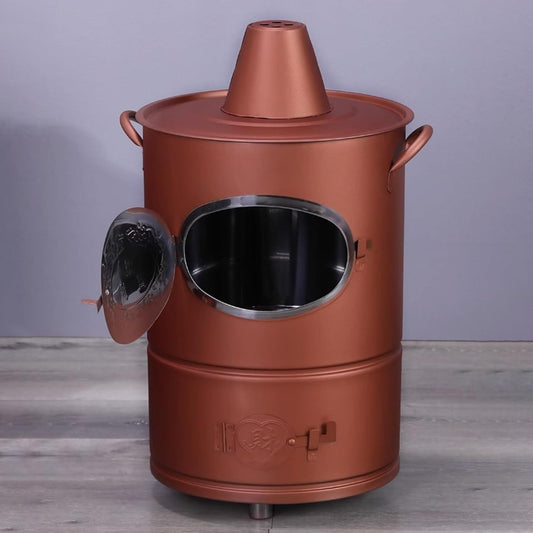 Stainless Steel Burn Barrel, Outdoor Incinerator Drum, Safe Fire Pit Bin, for Wood Paper Leaf Trash Deck, Balcony