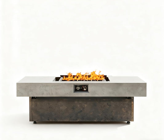 Tabletop Propane Fire Pits, TEMACOO 55 x 23 in, 50,000 BTU Outdoor firepit Table, Suitable for Outdoor, Patio, Balcony, Three Height Options (Minimalist)