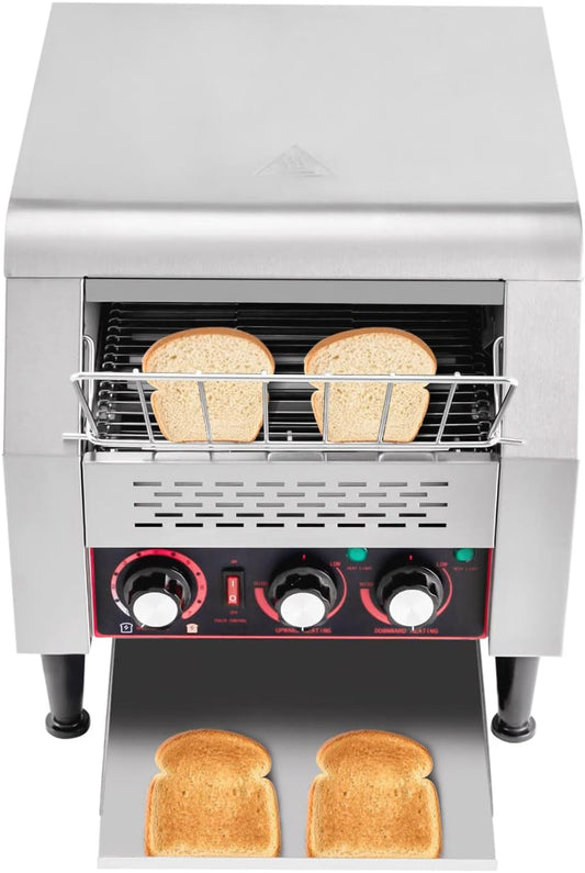 DYRABREST 300 Slices/Hour Commercial Conveyor Toaster, 2200W Stainless Steel Heavy-Duty Industrial Toasters w/ Double Heating Tubes,Countertop Electric Restaurant Equipment for Bun Bagel Bread Baked Food