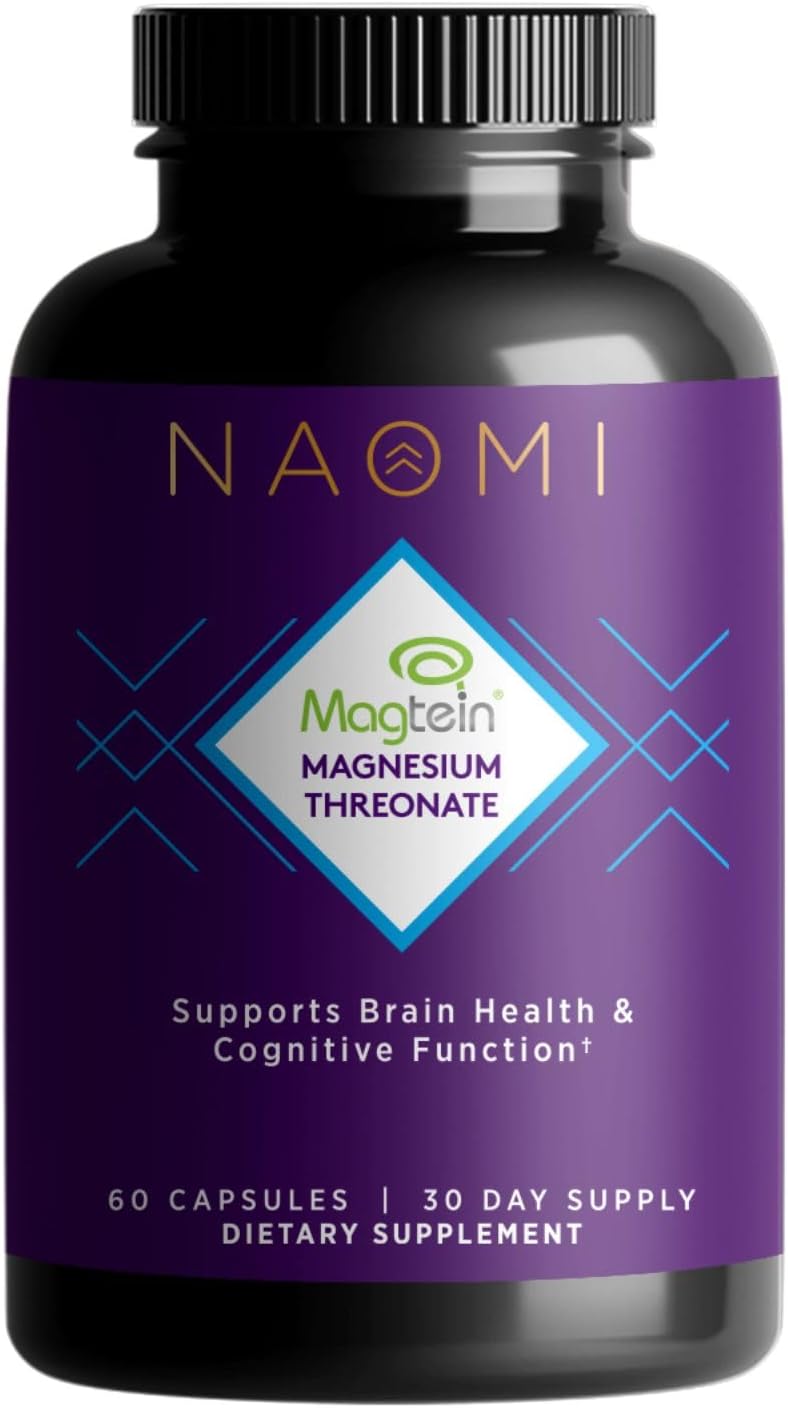 NAOMI Magnesium L-Threonate with 2,000mg Patented Magtein®, High Absorption Elemental Magnesium, Memory Supplement - Brain Health, Focus, Nerve Support, Heart Health, Natural Sleep Aid, 60 Veggie Caps
