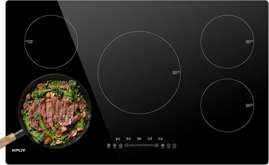 KPUY Induction Cooktop 36 Inch with 5 Burner, Electric Burner 220-240V, 7400W Electric cooktop with Keep Warm Function& Timer, 9 Power Levels, 36'' Induction Cooktop Hard Wire(No Plug)
