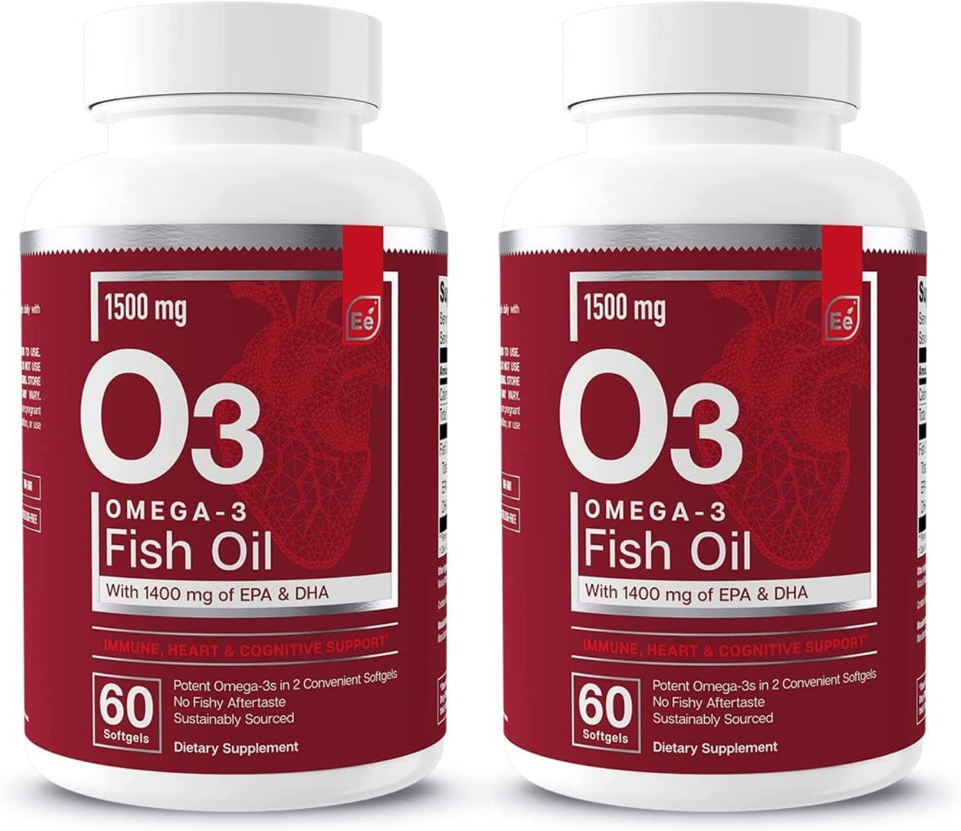 Essential Elements Omega-3 Fish Oil Supplement with EPA & DHA | Fatty Acids for Immune, Heart & Cognitive Support | Omega-3 Fish Oil 120 Softgels (2-Pack)