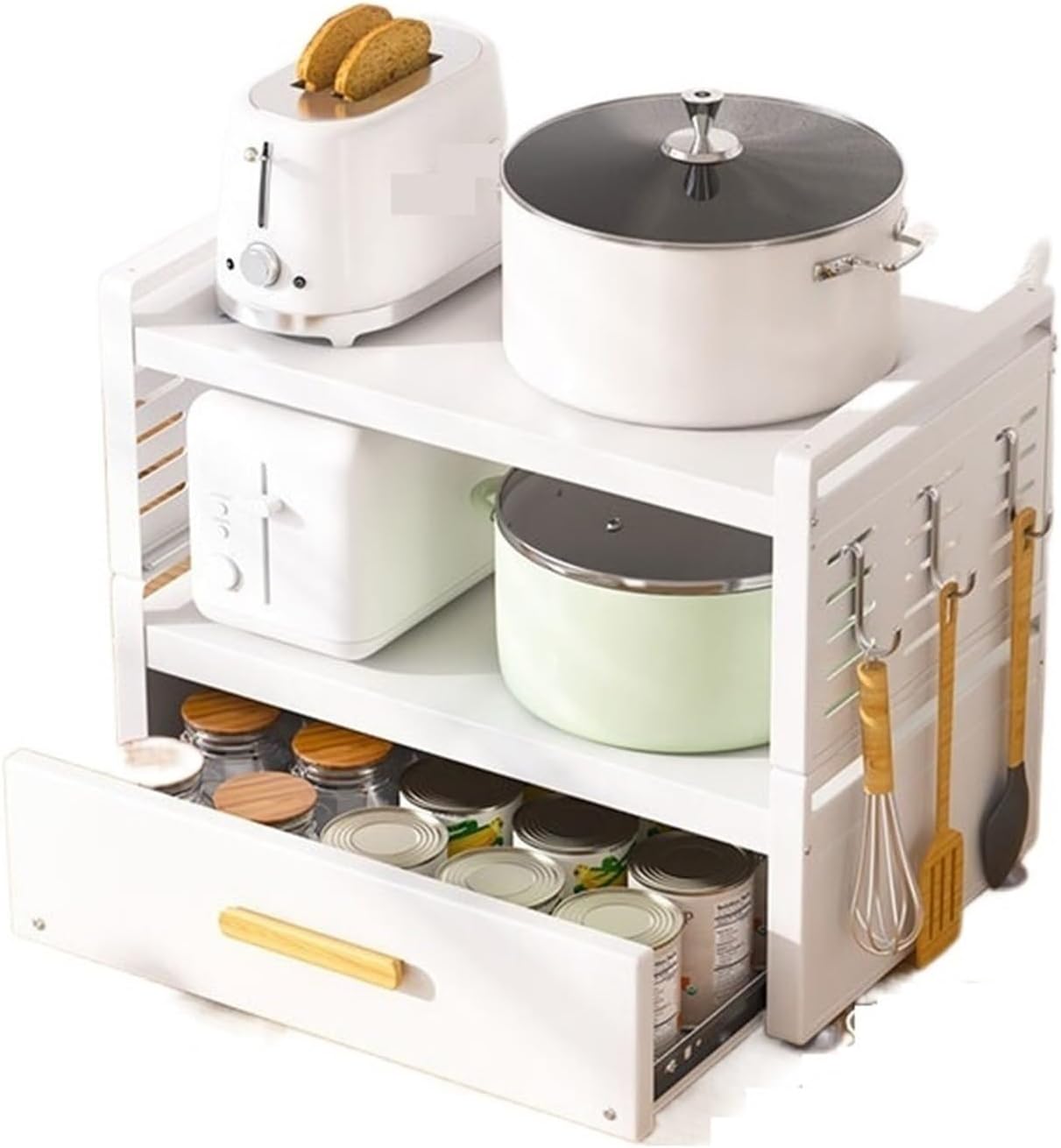 FEELIN Fruit Basket for Kitchen Kitchen Storage Rack, Kitchen Storage Rack, Countertop, Double Layer Pot Rack, Household Tabletop, Multifunctional Air Fryer, Pot Storage Rack Kitchen Gadgets