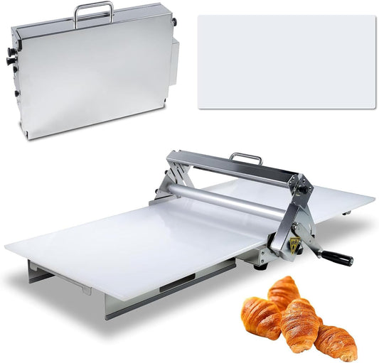 Croissant Dough Laminator,Commercial Dough Roller Sheeter,Dough Machine Thickness Adjustable, Stainless Steel,Table Top Croissants Fondant Pizza Pastry Sheeter Machine,Type300