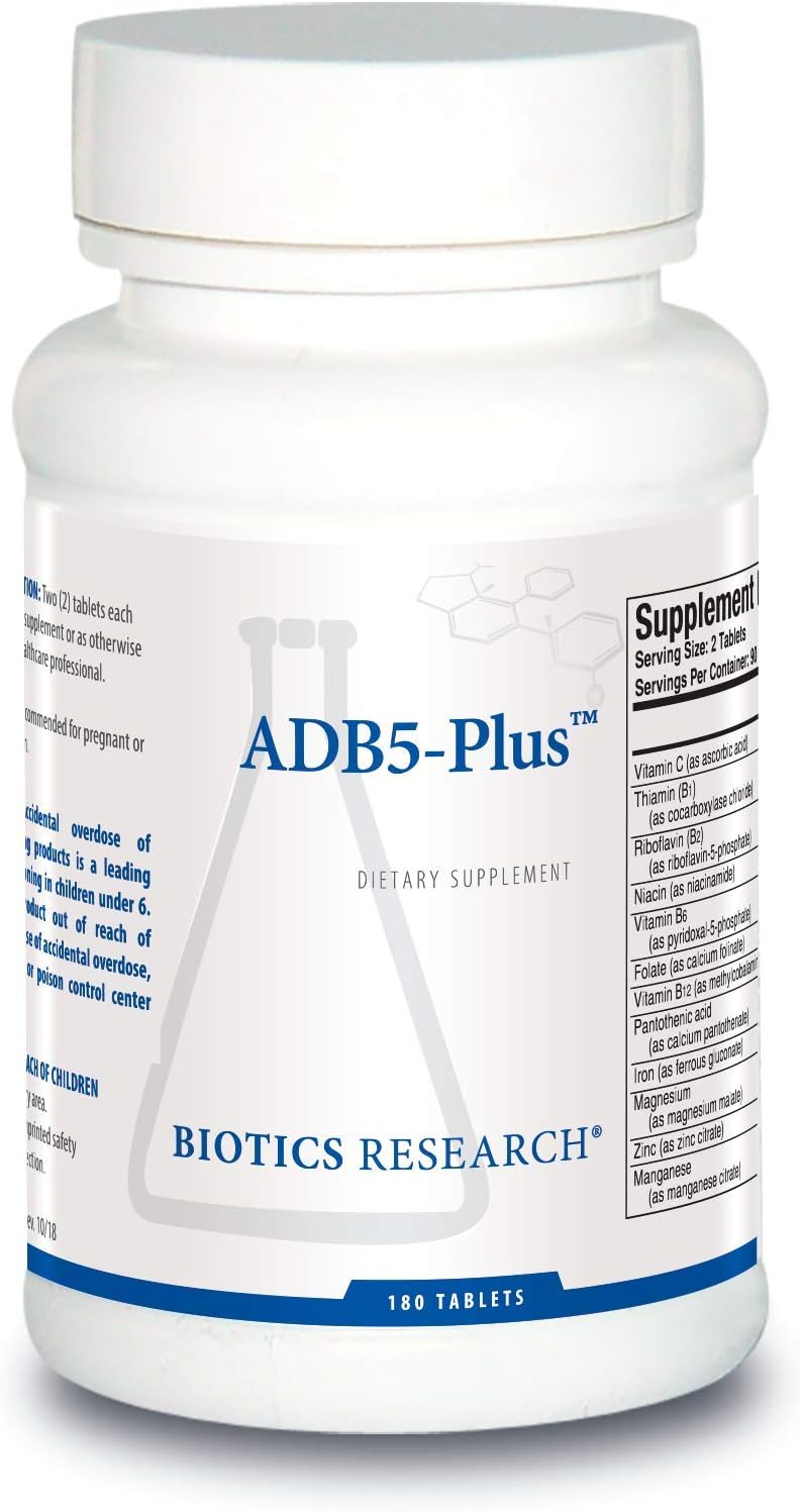 Biotics Research ADB5-Plus Support Healthy Adrenal Gland Function, Support Cortisol Levels, Positive Response to Stress, Healthy Energy Levels, 180 Tablets