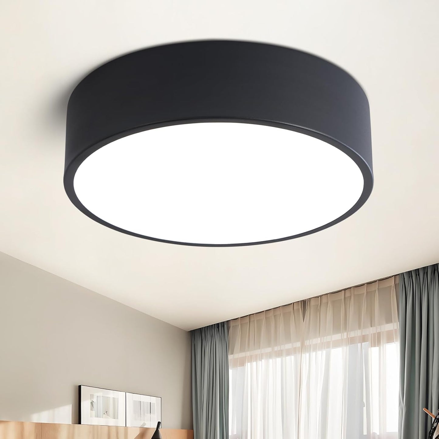 TYNCEAOL Dimmable Modern Flush Mount Ceiling Light Fixture,Matte Black Round LED Lights Fixtures,5CCT 2700K-6000K Lighting for Kitchen Hallway Bedroom Laundry Room Hall Entryway Closet Bathroom 11.8in