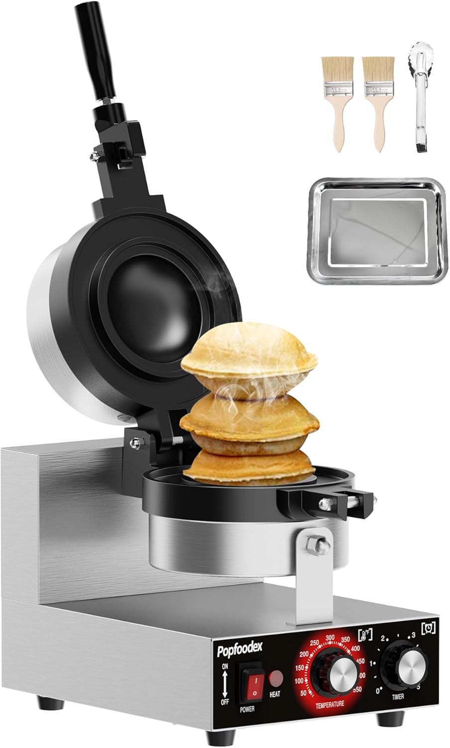 Popfoodex Ufo Burger Maker Machine, 110V Electric Ufo Sandwich Maker w\/Adjustable Temperature and Timer, Stainless Steel Ice Cream Burger Maker for Dining Room, Kitchen, Restaurant, Burger Sealer