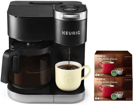 Keurig K-Duo Coffee Maker, Single Serve and 12-Cup Carafe Drip Coffee Brewer, Compatible with K-Cup Pods and Ground Coffee, Black
