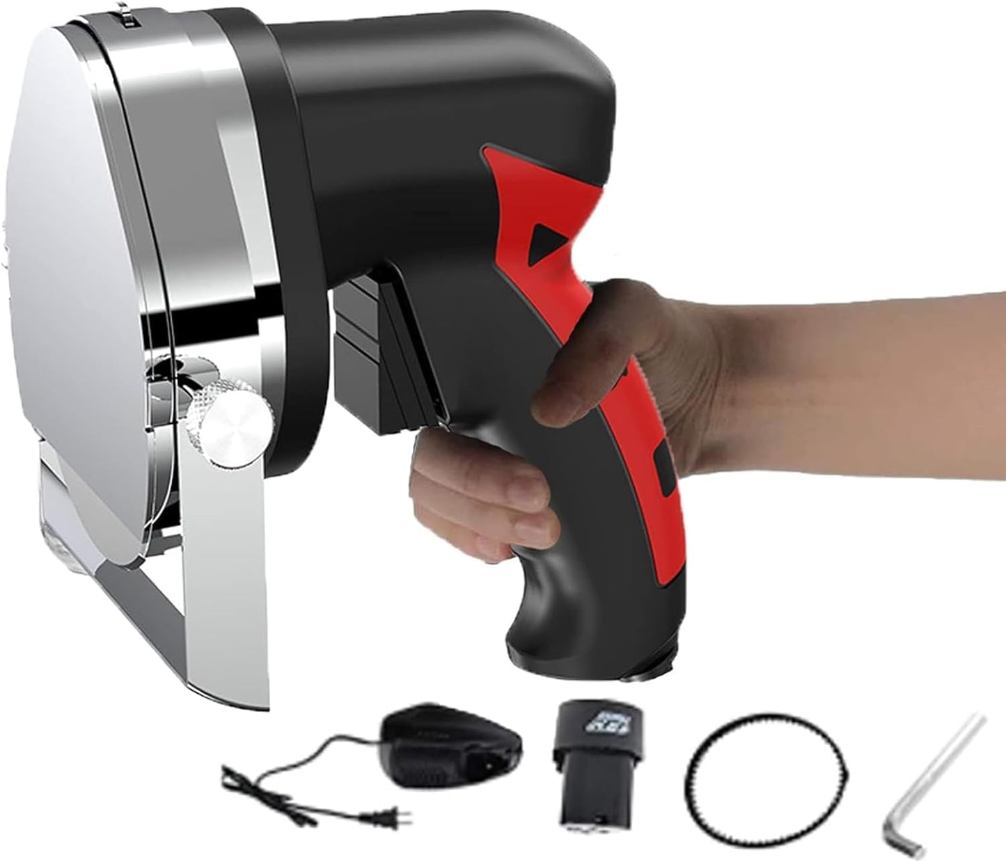 Meat Slicer Machine With 2 Smooth Blade, Kebab Slicer Gyro Knife Electric, Portable Cordless Power Professional, Cutting Thickness 0-8Mm, Silent, Variable Speed