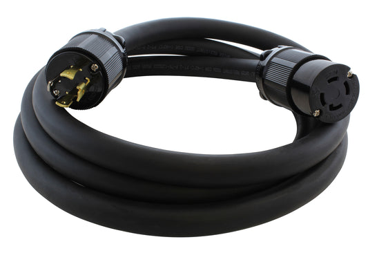 AC WORKS Super L14-30 Cord 50-ft 8/4 4 Prong Black Indoor/Outdoor SOOW Super Heavy Duty Locking Extension Cord SDL1430PR-050