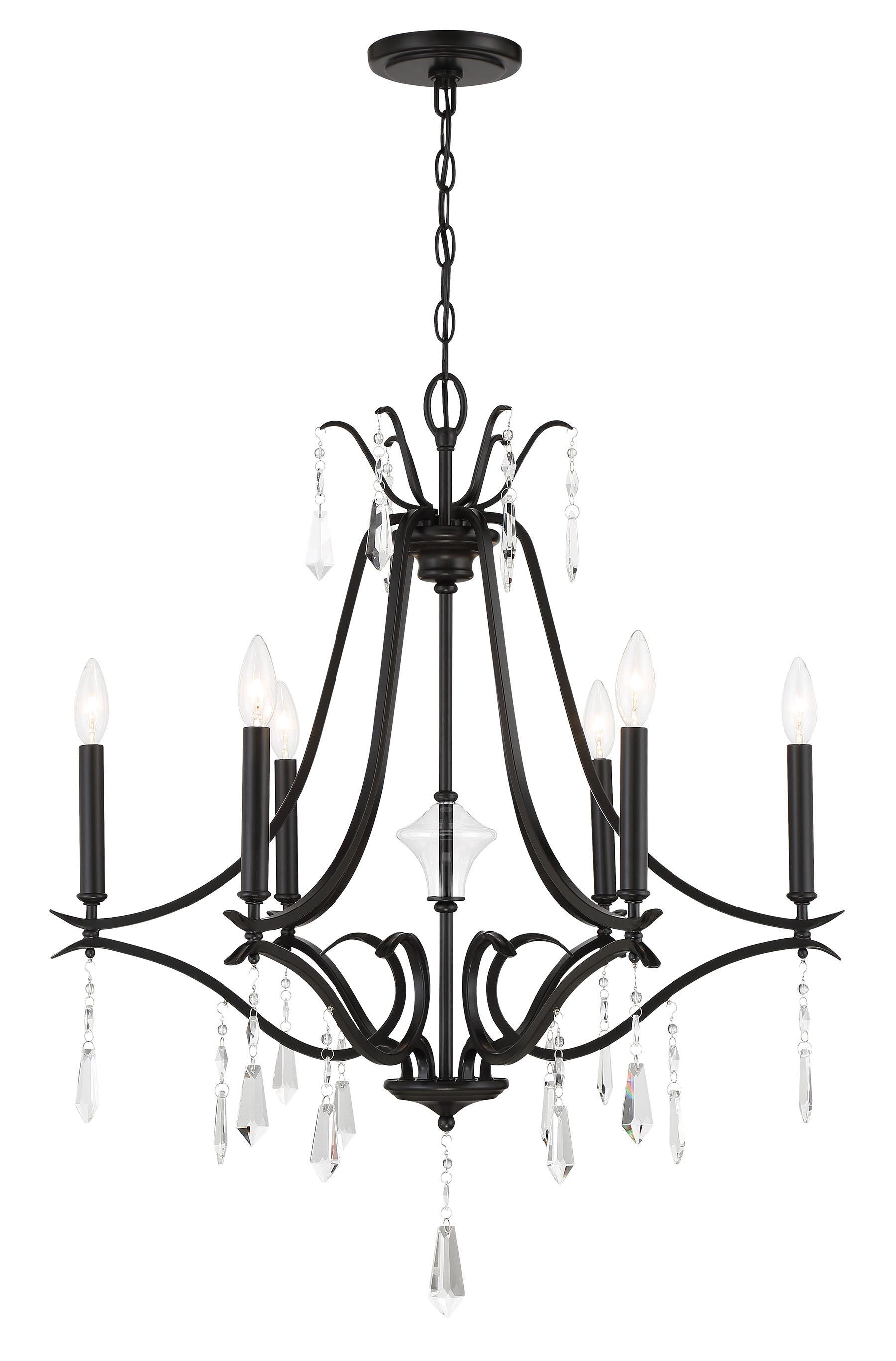 Minka Lavery Laurel Estate 6 -Light Matte Black Modern/contemporary Bare bulb For Use in Bedrooms, Dining Rooms, Foyers, Kitchens, Living Rooms Chandelier
