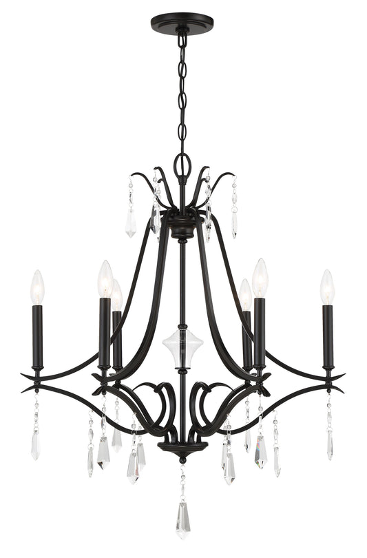 Minka Lavery Laurel Estate 6 -Light Matte Black Modern/contemporary Bare bulb For Use in Bedrooms, Dining Rooms, Foyers, Kitchens, Living Rooms Chandelier