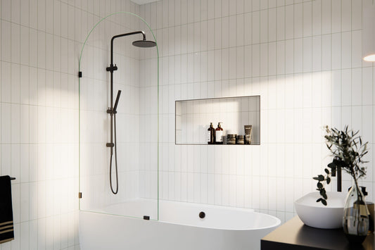 Glass Warehouse Venus Oil Rubbed Bronze 34-in W x 66.75-in H Frameless Fixed Bathtub Door