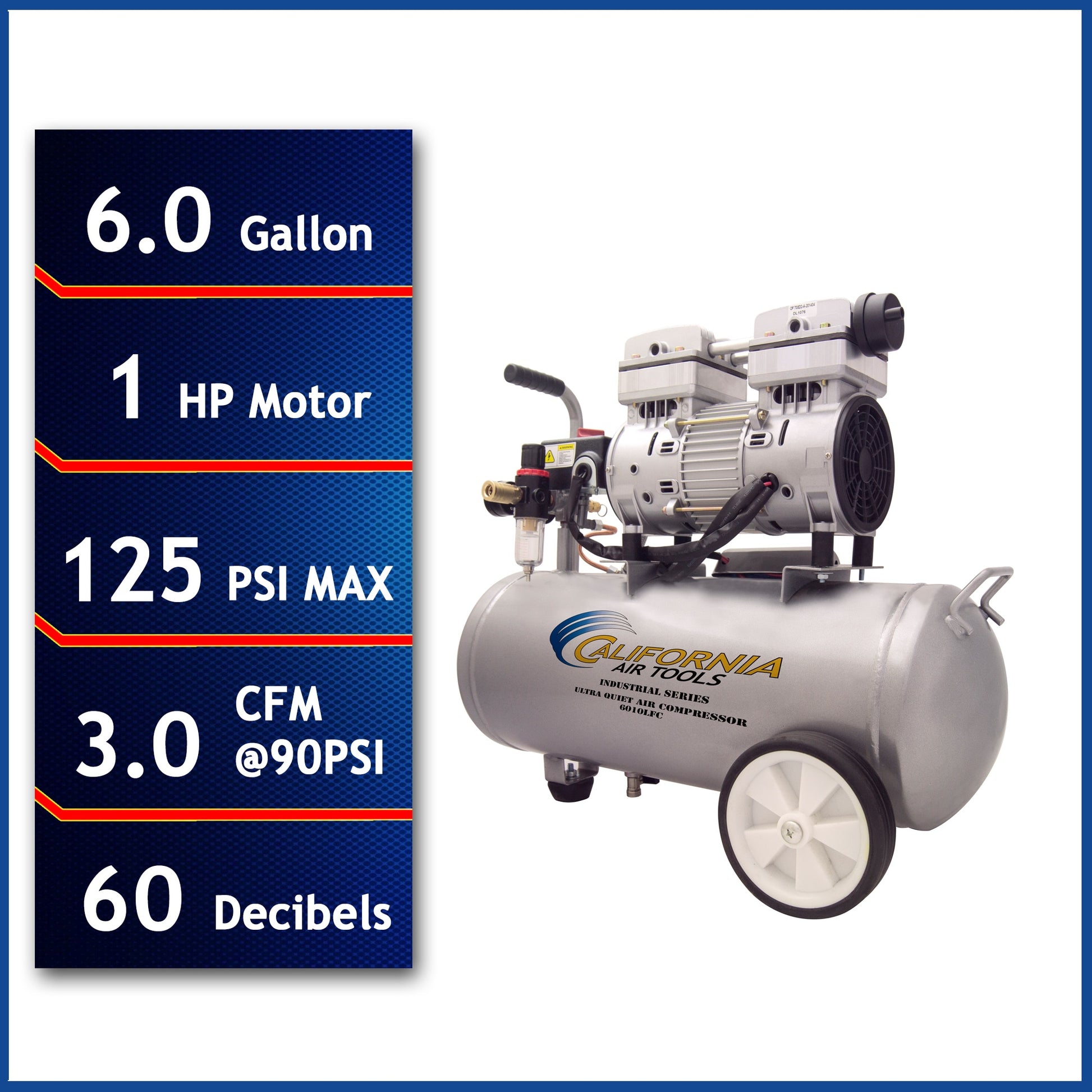 California Air Tools 6-Gallon Portable Electric 125 PSI Horizontal Air Compressor