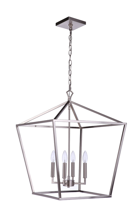 Craftmade Flynt II 4 -Light Brushed Polished Nickel Traditional Square Medium Hanging Pendant light 4852207