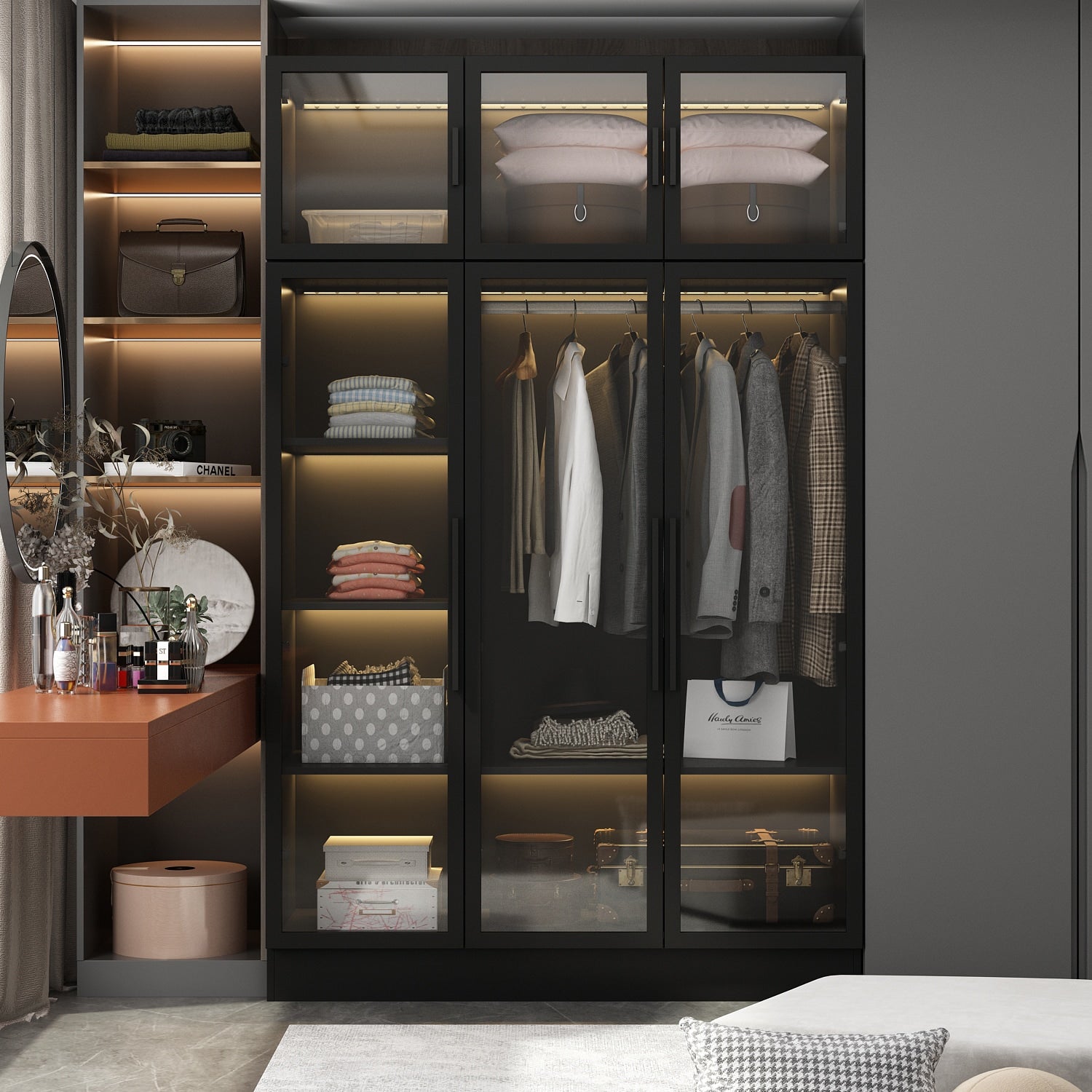 FUFU&GAGA Black Armoire