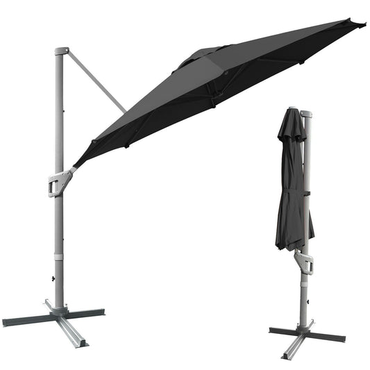 CASAINC 11-ft Aluminum Black Slide-tilt Cantilever Patio Umbrella