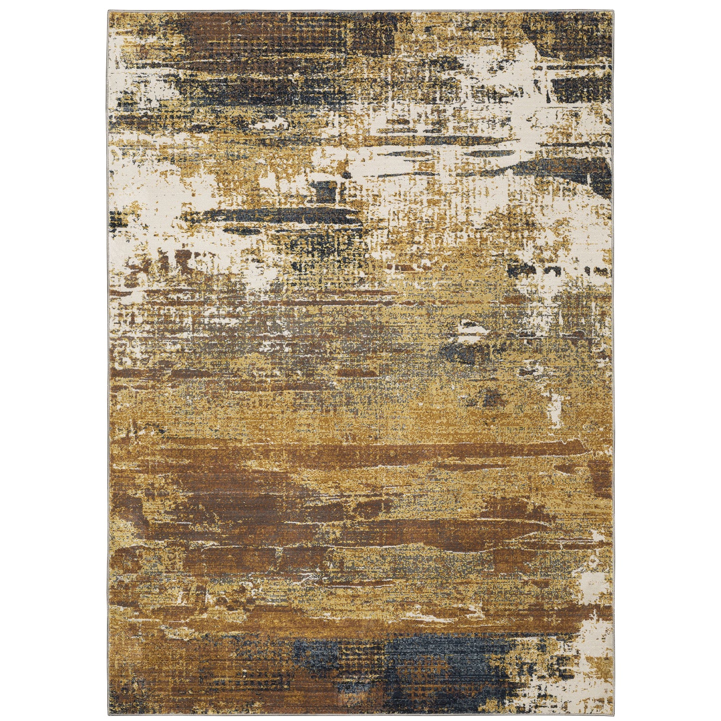 Archer Lane Bentley 6 x 9 (ft) Loomed Gold Rectangular Indoor Abstract Bohemian/Eclectic Pet Friendly Area rug