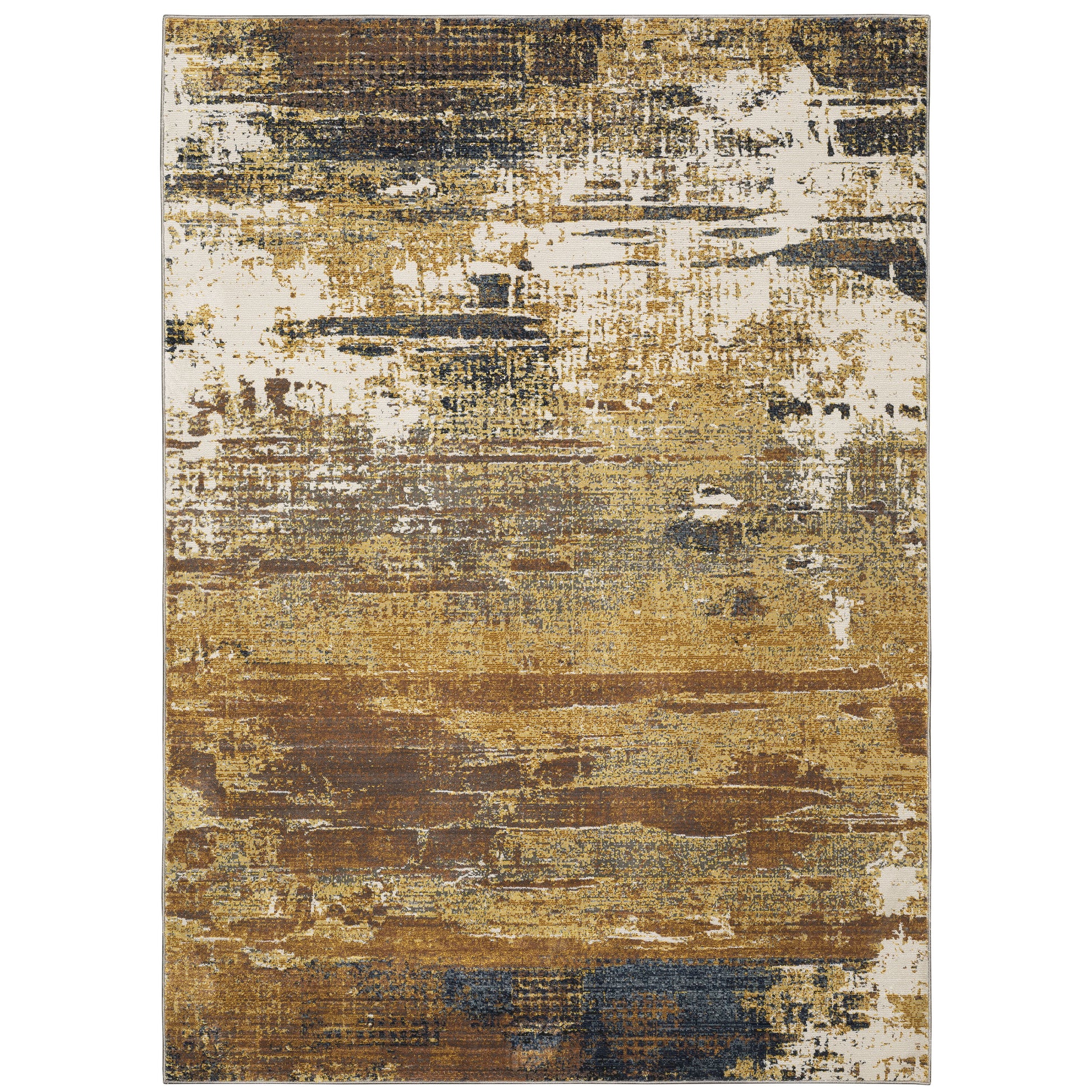 Archer Lane Bentley 6 x 9 (ft) Loomed Gold Rectangular Indoor Abstract Bohemian/Eclectic Pet Friendly Area rug