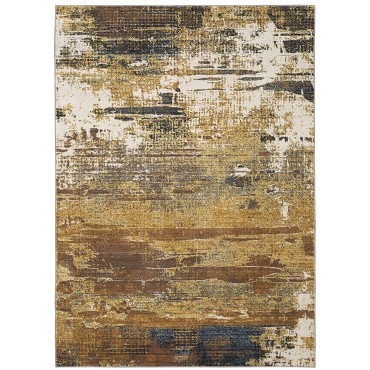 Archer Lane Bentley 6 x 9 (ft) Loomed Gold Rectangular Indoor Abstract Bohemian/Eclectic Pet Friendly Area rug