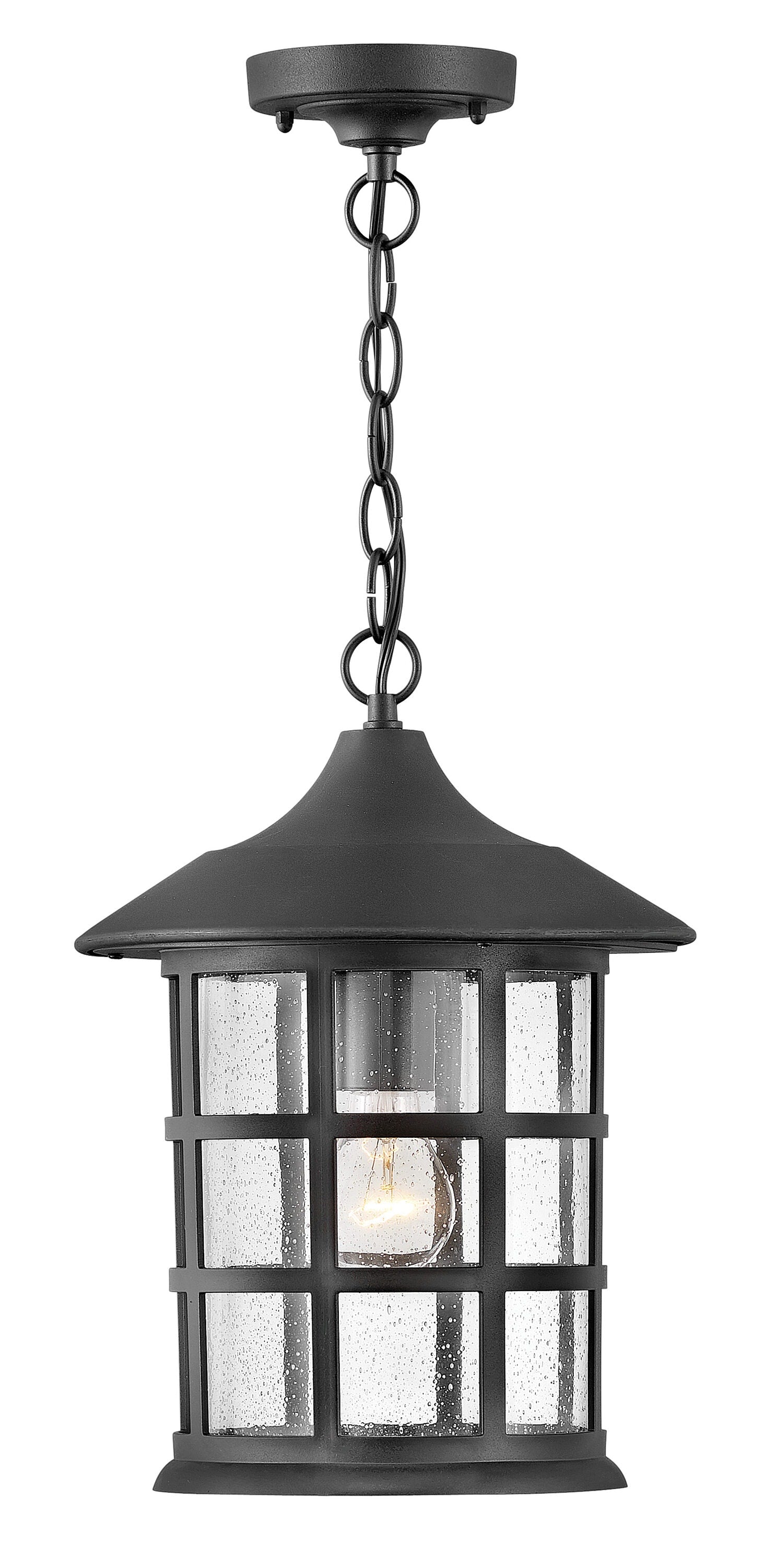 Hinkley Freeport Textured Black Coastal Seeded glass Cylinder Medium Outdoor Hanging Pendant light 5366283