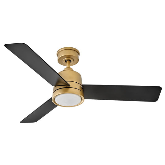 Hinkley Chet 48-in Integrated LED Outdoor Smart Heritage Brass with Matte Black Blades Ceiling Fan With Light - Remote Included ( 3 -Blade ) 5351570