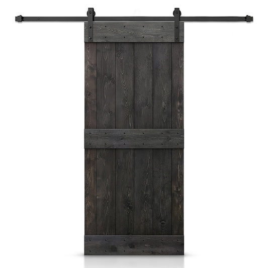 CALHOME 46-in x 84-in Charcoal Black Knotty pine Wood Solid core Single Barn Door (Hardware Included)