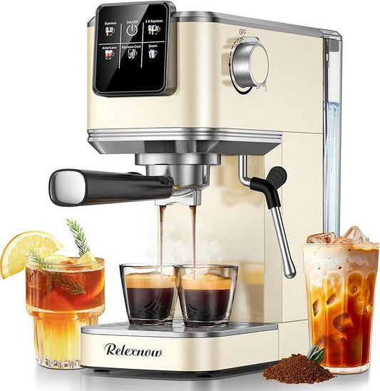635081 Espresso Machine, 20 ar Espresso r Milk Frother & LCD Panel, Hot & d with Rapid Cold rew, Stainless Steel Espresso Coffee Machine with 41oz Water Tank for Cappuccino, tte