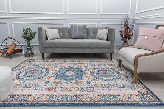 Rugs America Hailey 8 x 10 (ft) Loomed Polypropylene Hidden Saphire Rectangular Indoor Abstract Vintage Area rug
