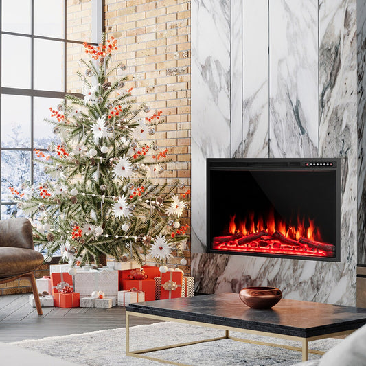 Clihome 37-in W Black Fan-forced Electric Fireplace CL--10191