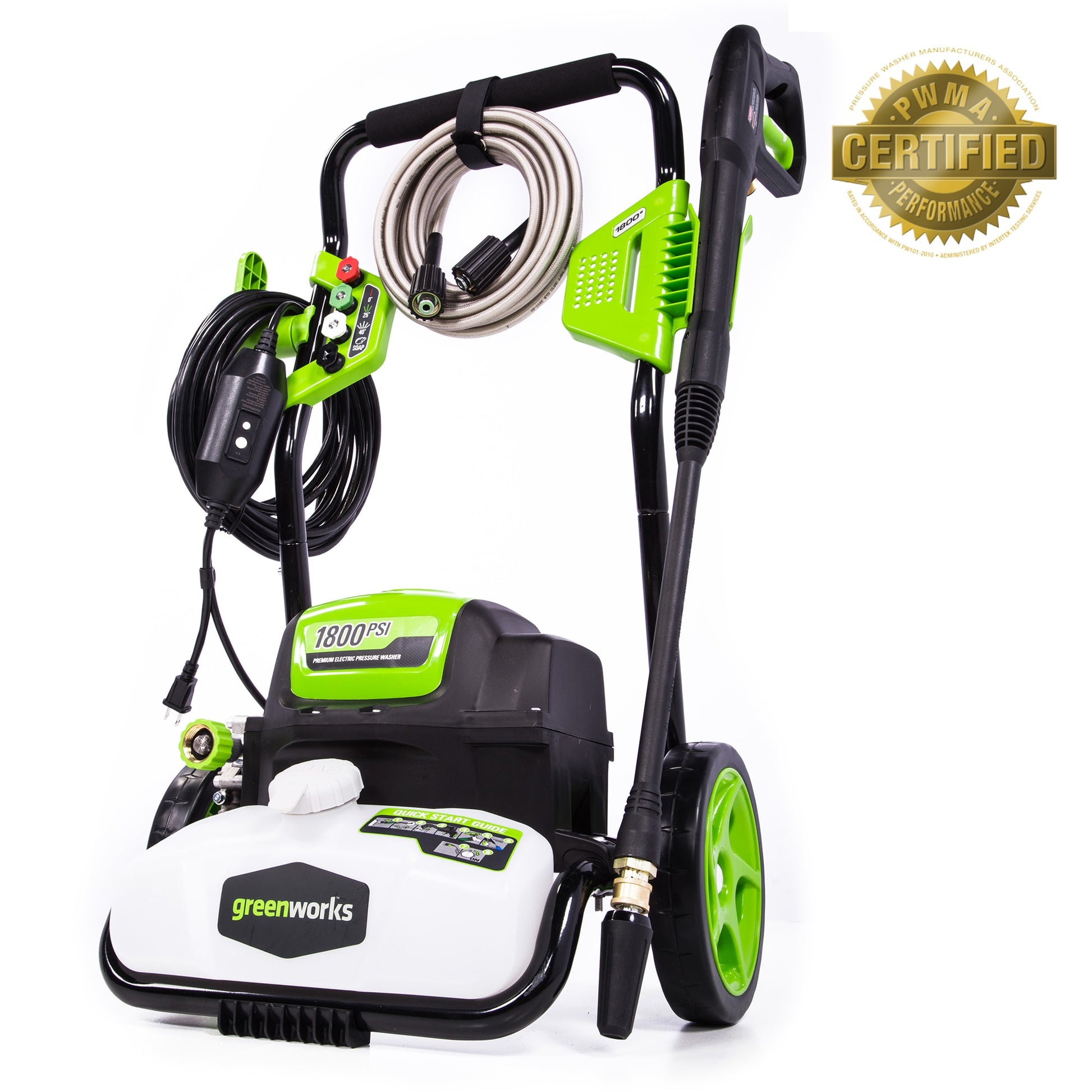 Greenworks 1800 PSI 1.1-GPM Cold Water Electric Pressure Washer with 5 Spray Tips GPW1800