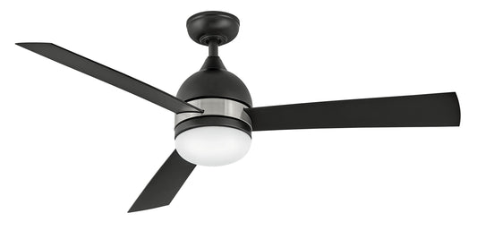 Hinkley Verge 52-in Integrated LED Outdoor Smart Matte Black with Matte Black Blades Propeller Ceiling Fan With Light - Remote Included ( 3 -Blade ) 5528923