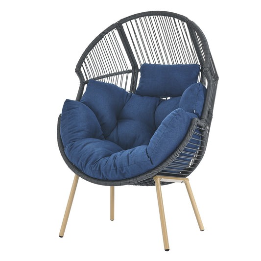 Rilyson Egg chair Blue Woven Hammock chair with Stand
