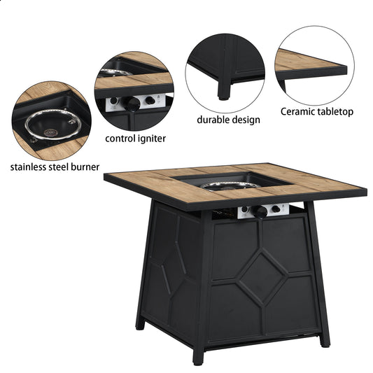 Sumyeg Fire Pit Table 28-in W 40000 Maximum BTUs Stainless steel Square Liquid propane Fire pit table