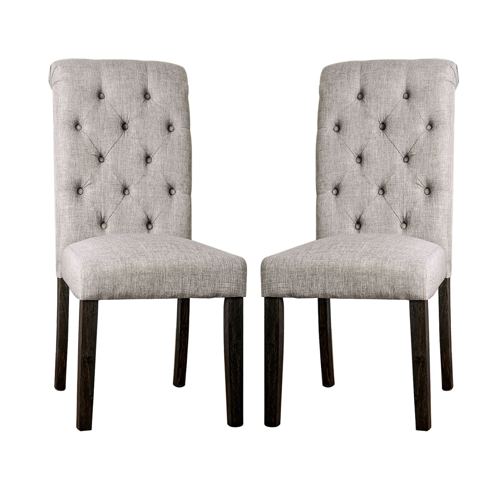 Simple Relax Set of 2 Traditional Linen Upholstered Dining Side Chair (Wood Frame)