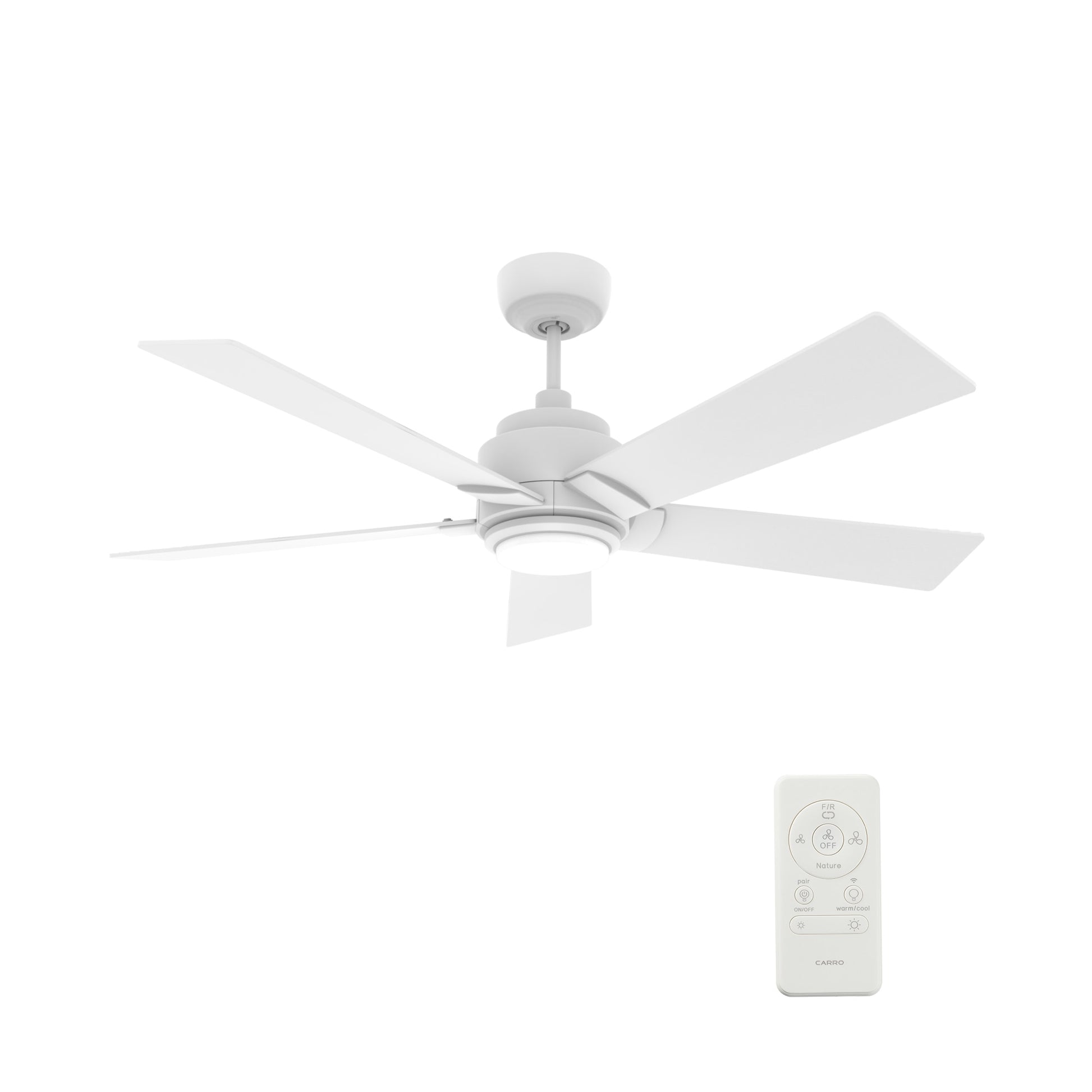 CARRO USA Aspen 56-in White Indoor/Outdoor Smart Ceiling Fan with Light and Remote (5-Blade) LS565J1-L11-W1-1