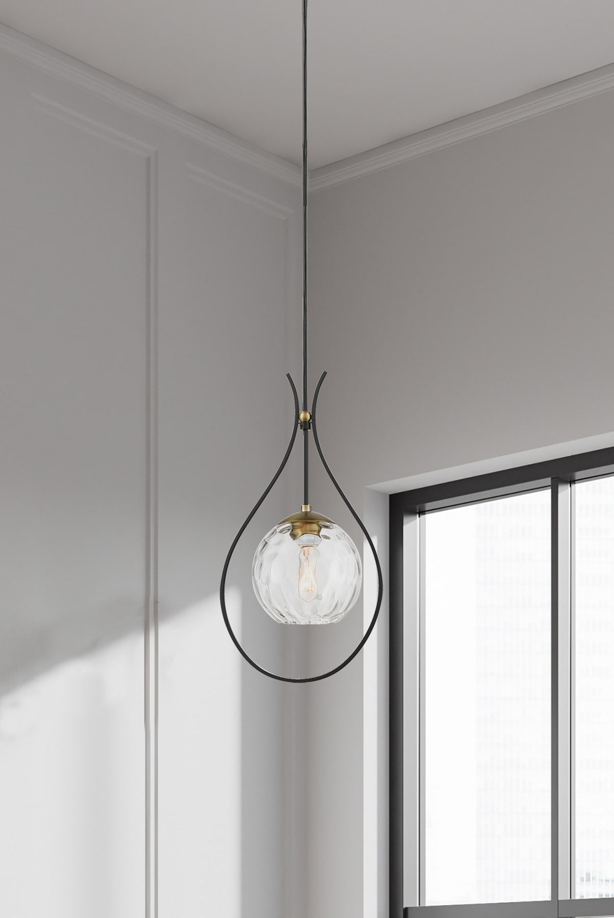 Minka Lavery Cody Soft Brass and Black Modern/contemporary Clear glass Globe Mini Hanging Pendant light 5375891